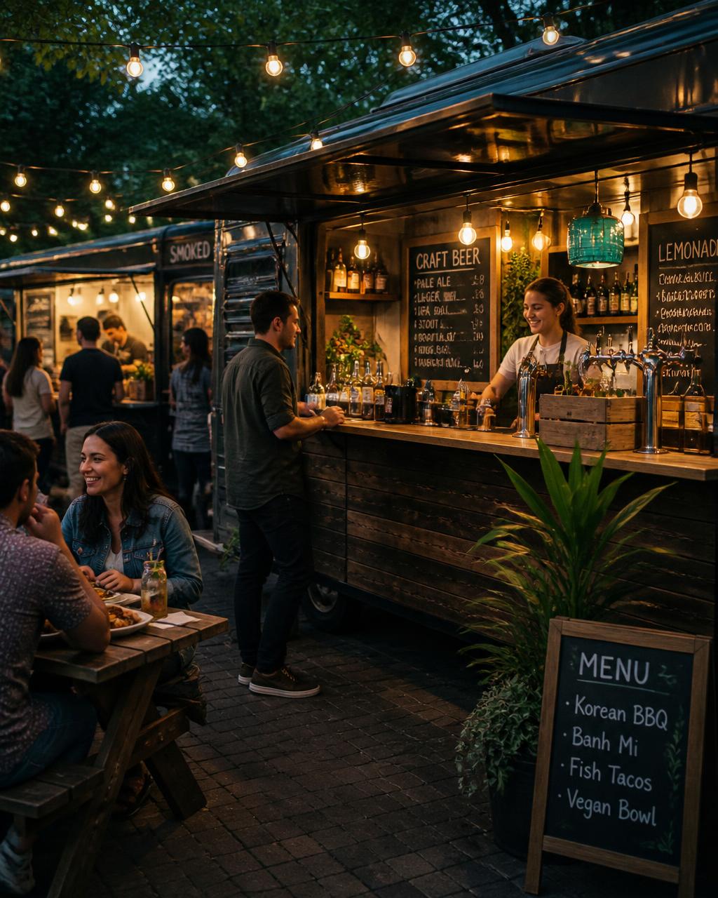 Moderní food truck s řemeslným pivem a limonádami